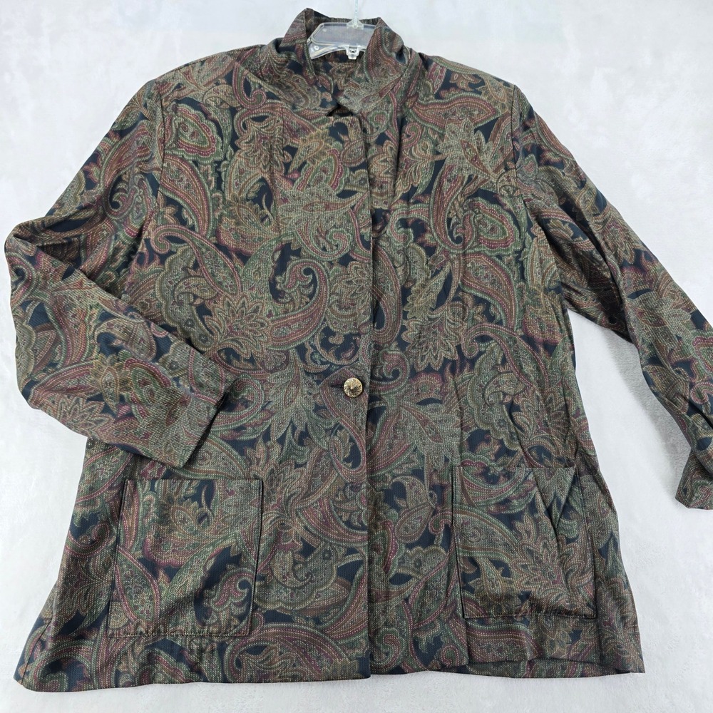 In Touch Womens Blazer 18 Paisley Rayon Blend Made USA Vintage